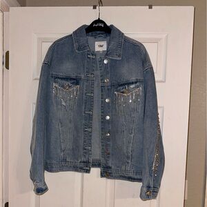 Custom sequin jean jacket